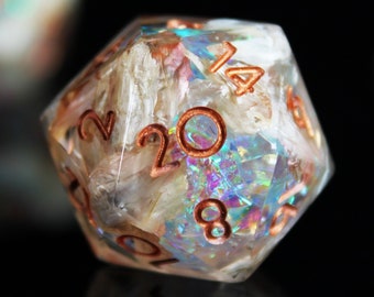 RETIRED | Iridescent Petalmancer Druid Floral Resin Polyhedral Sharp Edge Dice