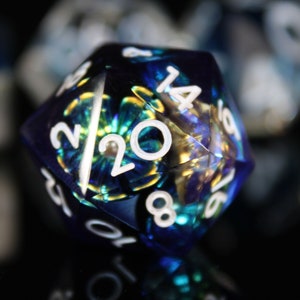 Cosmic Flower Space Crystal Butterfly Polyhedral Dice Set of 7, Space D&D Sharp Edge Dice, Handcrafted dice For Table Top RPG Games