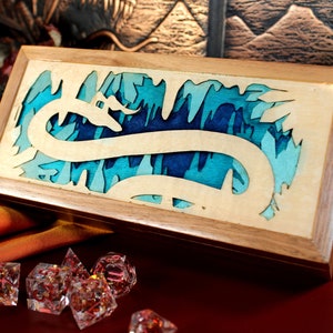 Blue Crystal Cave Handmade Silent Dice Vault, Rattle-free Dragon Aesthetic Dice Box for Polyhedral Dice (Preorder)