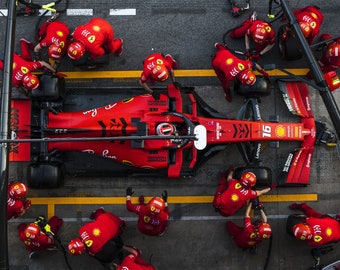 Formula 1 Engineer, Pit Stop, Team Racing, Ferrari F1 4K resolution Poster