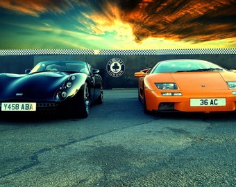 Old school super cars, Lamborghini Diablo, TVR Tuscan Poster