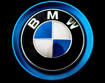 BMW Emblem 4K, Black Background, Logo Poster 