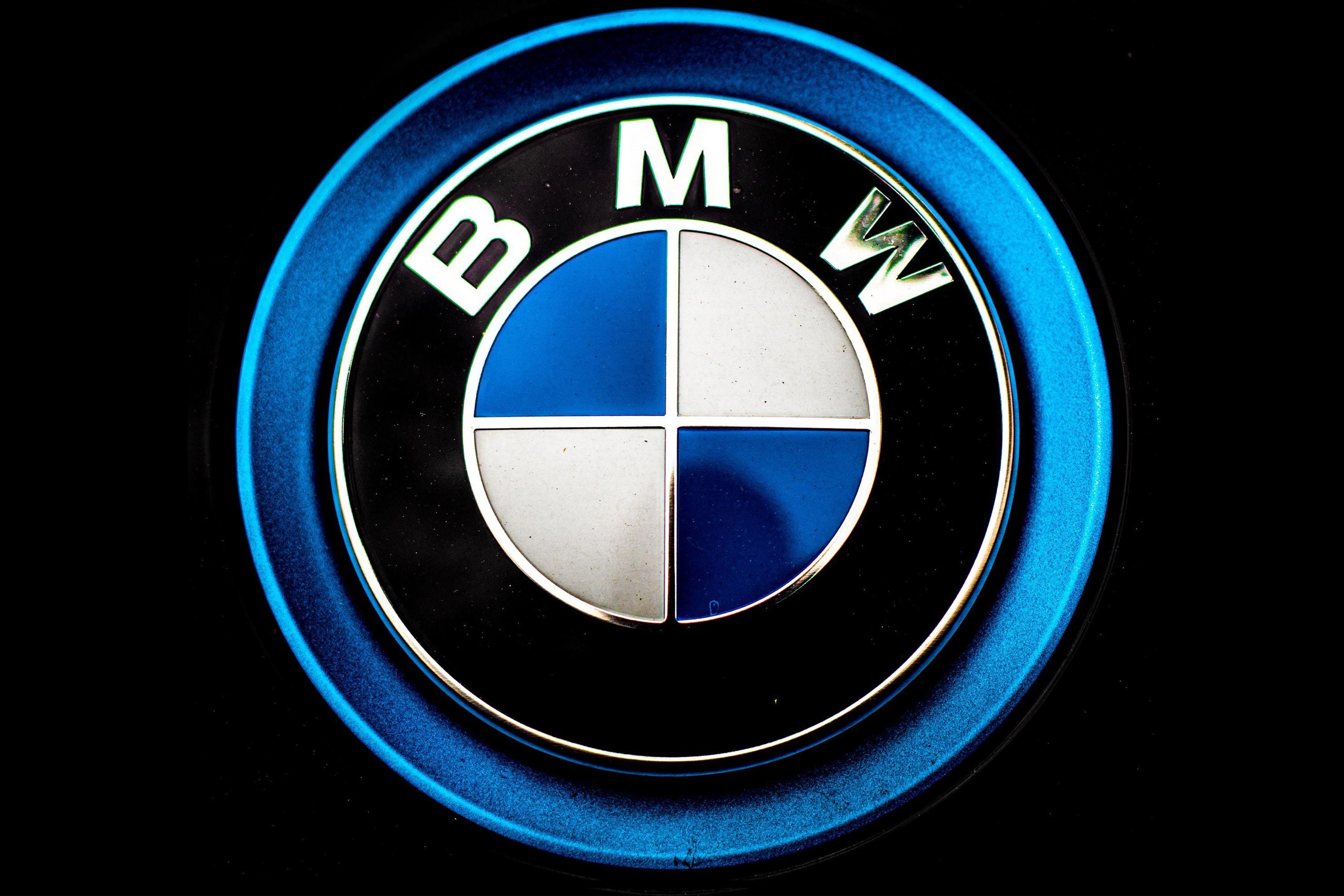 BMW Emblem 4K, Black Background, Logo Poster -  Finland
