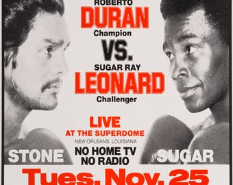 The super fight, Duran v Sugar Ray, Stone hands, Vintage boxing Poster