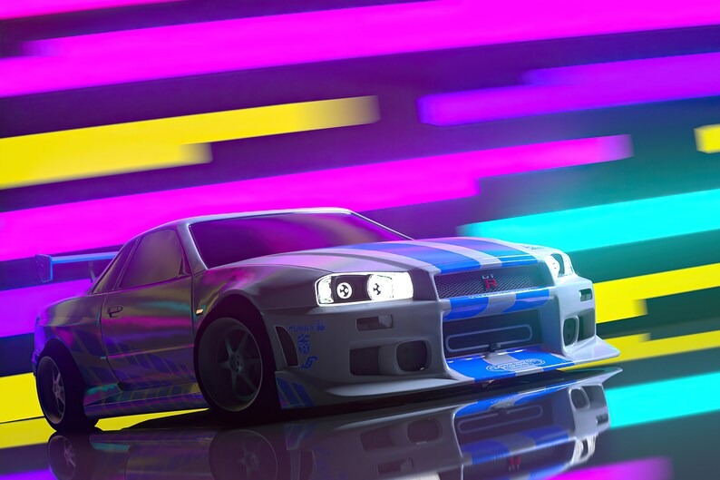 Nissan GTR, Color, Retro, Street Racing, Vintage Poster - Etsy