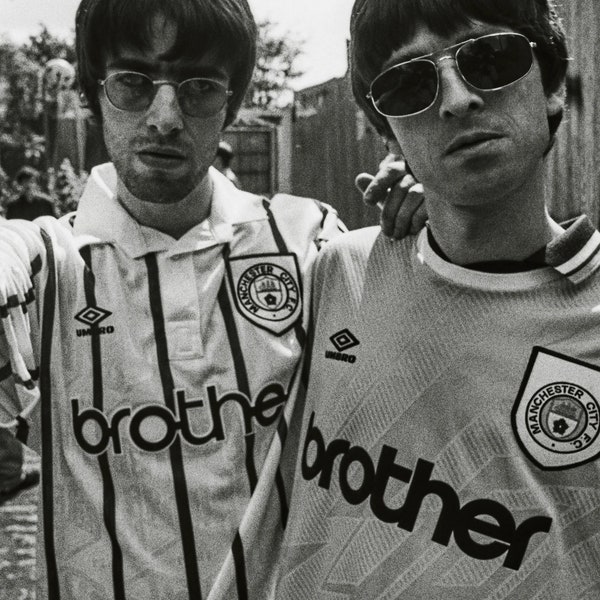 Oasis, Black and white, Man city, Vintage Poster