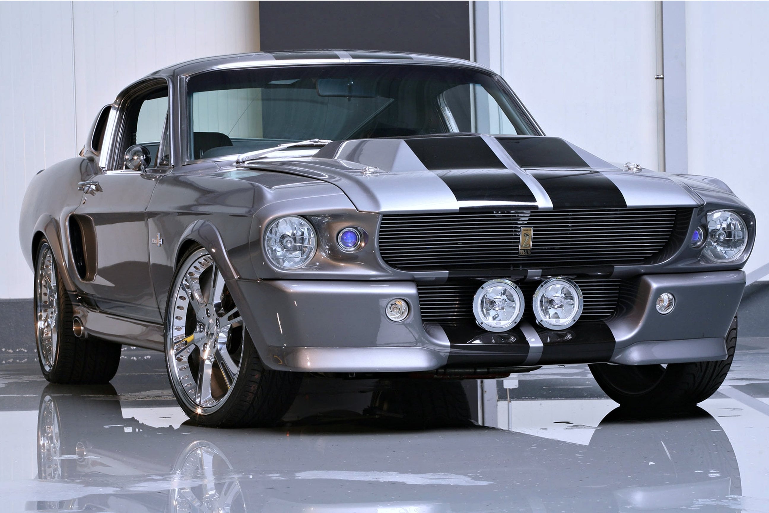 Ford Mustang GT500 in Silver and Black Stripe Poster - Etsy