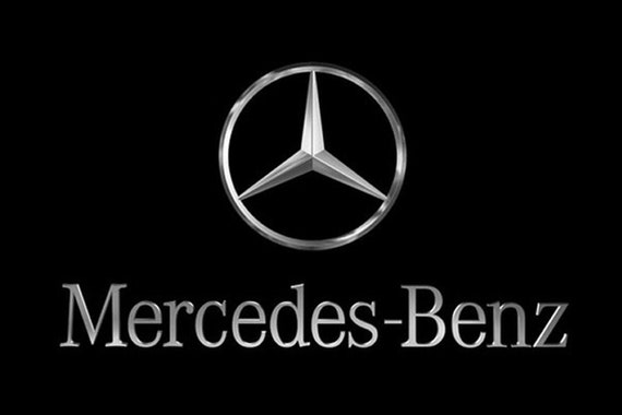 Mercedes-Benz logo, chrome and black Poster