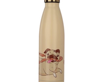Dog Puppy How To Be Truly Content In Life Pug Sports Drinks Water Bottle