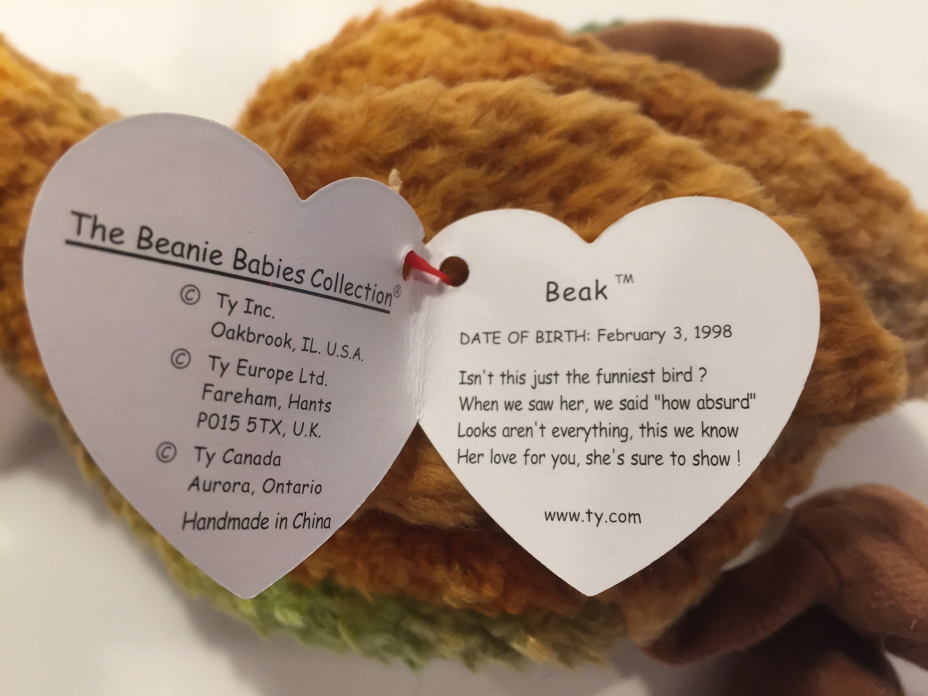 Beanie Babies BEAK the emu Vintage 1998 with tags Etsy