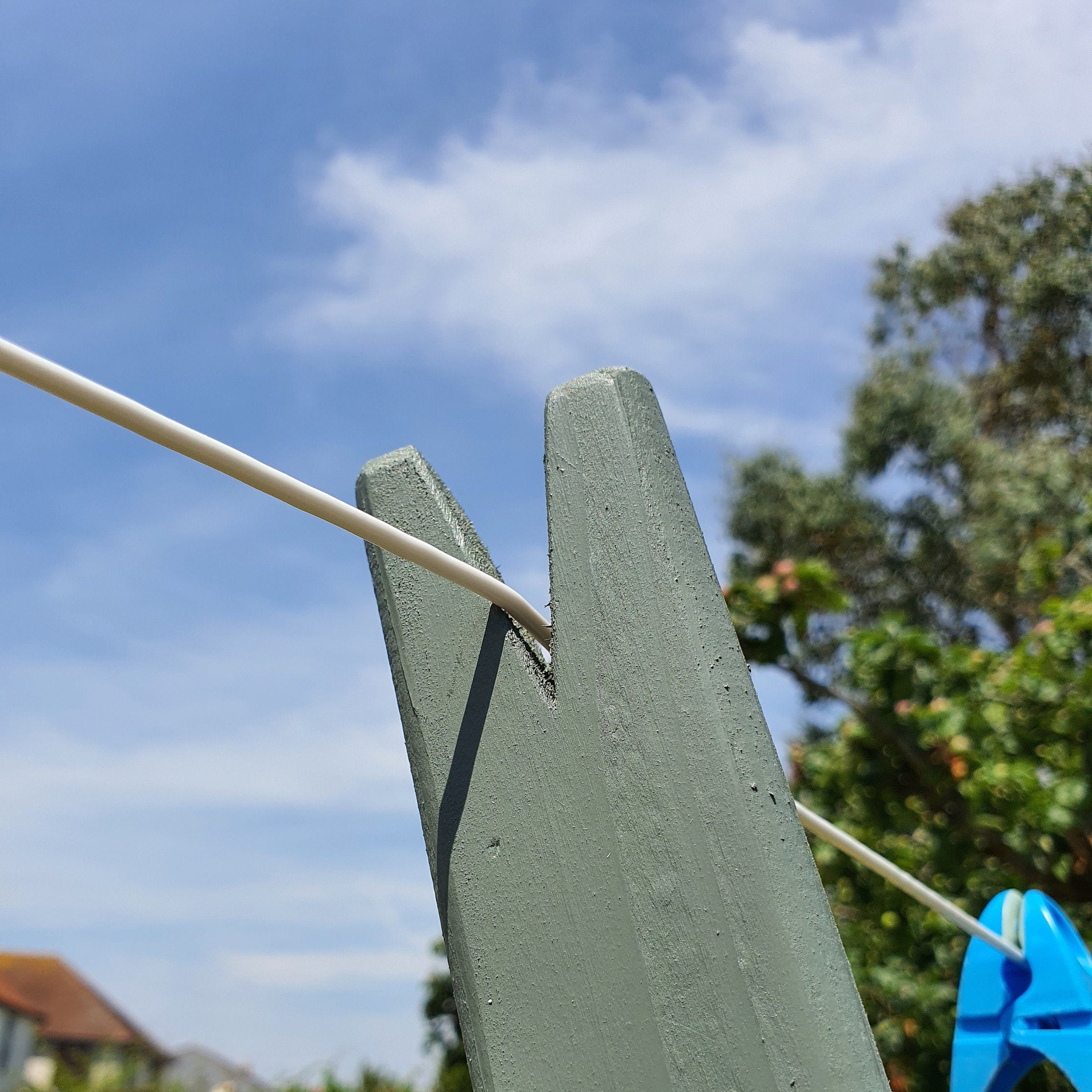 Washing Clothes Line Prop Pole Willow Green Wooden Etsy