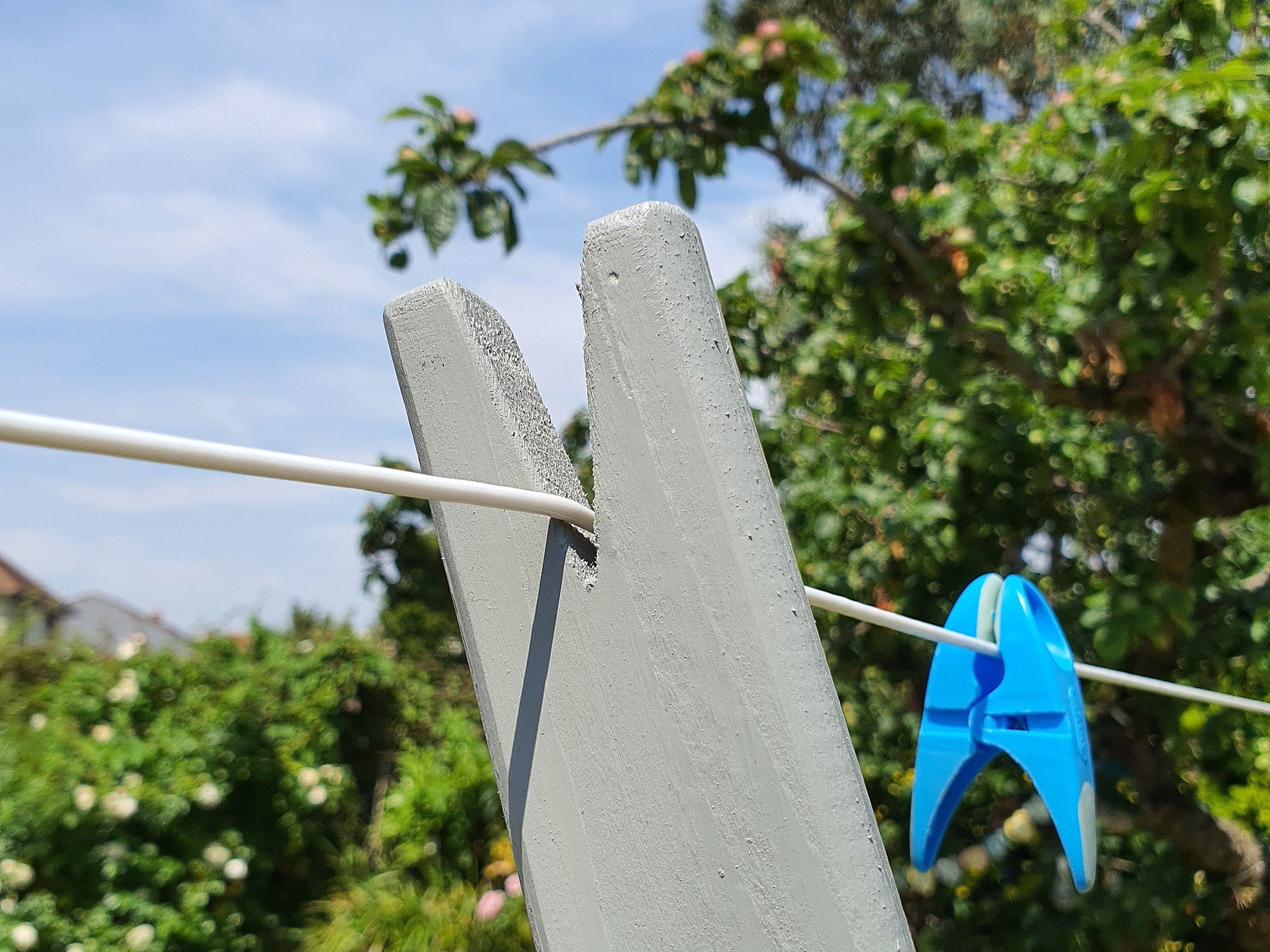 Washing Clothes Line Prop Pole Slate Grey Wooden Etsy UK