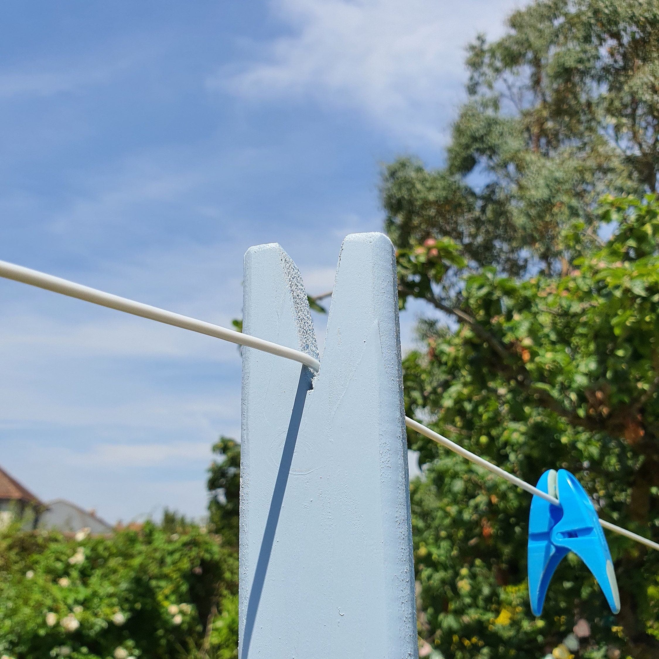 Washing Clothes Line Prop Pole Cool Breeze Blue Wooden Etsy UK
