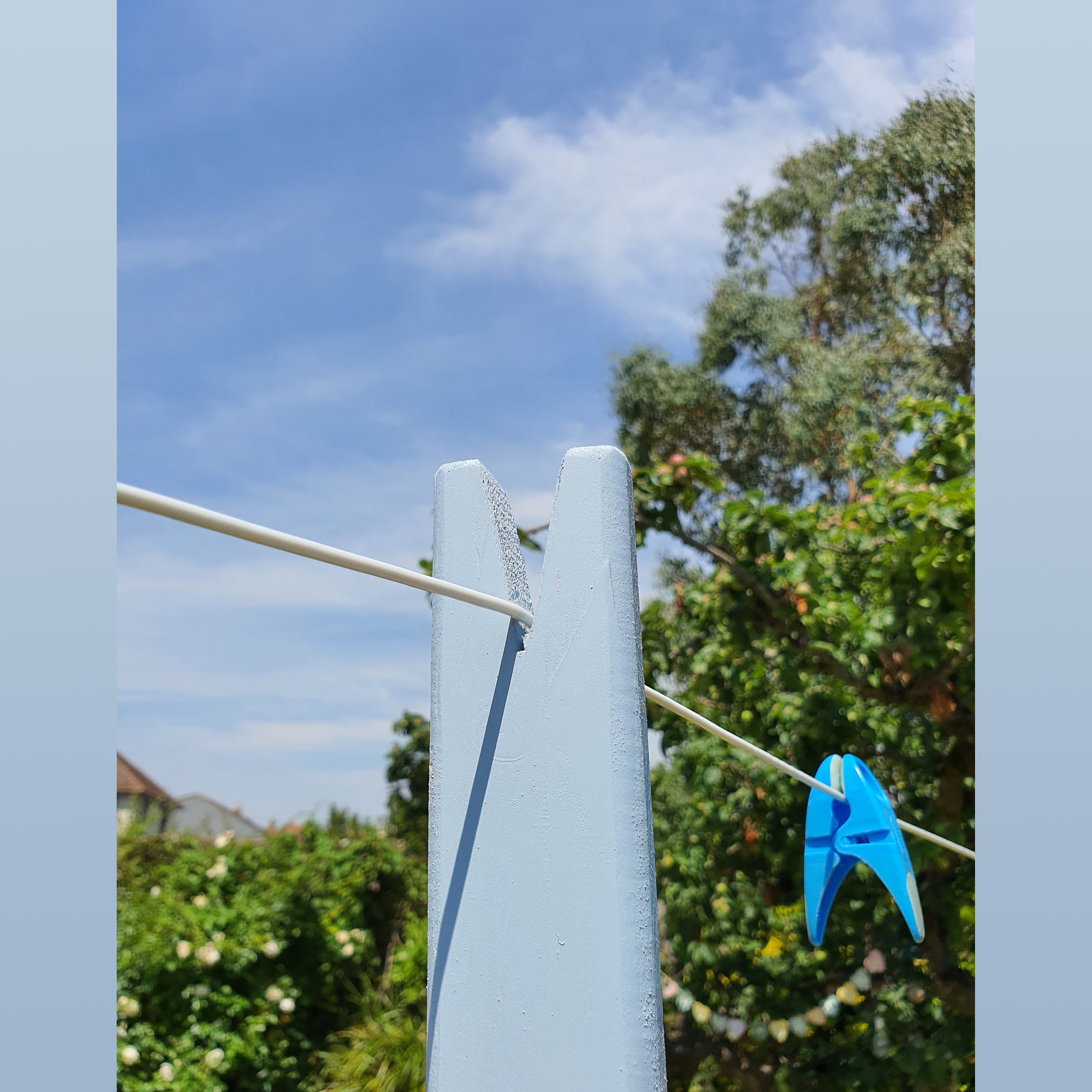 Washing Clothes Line Prop Pole Cool Breeze Blue Wooden Etsy UK