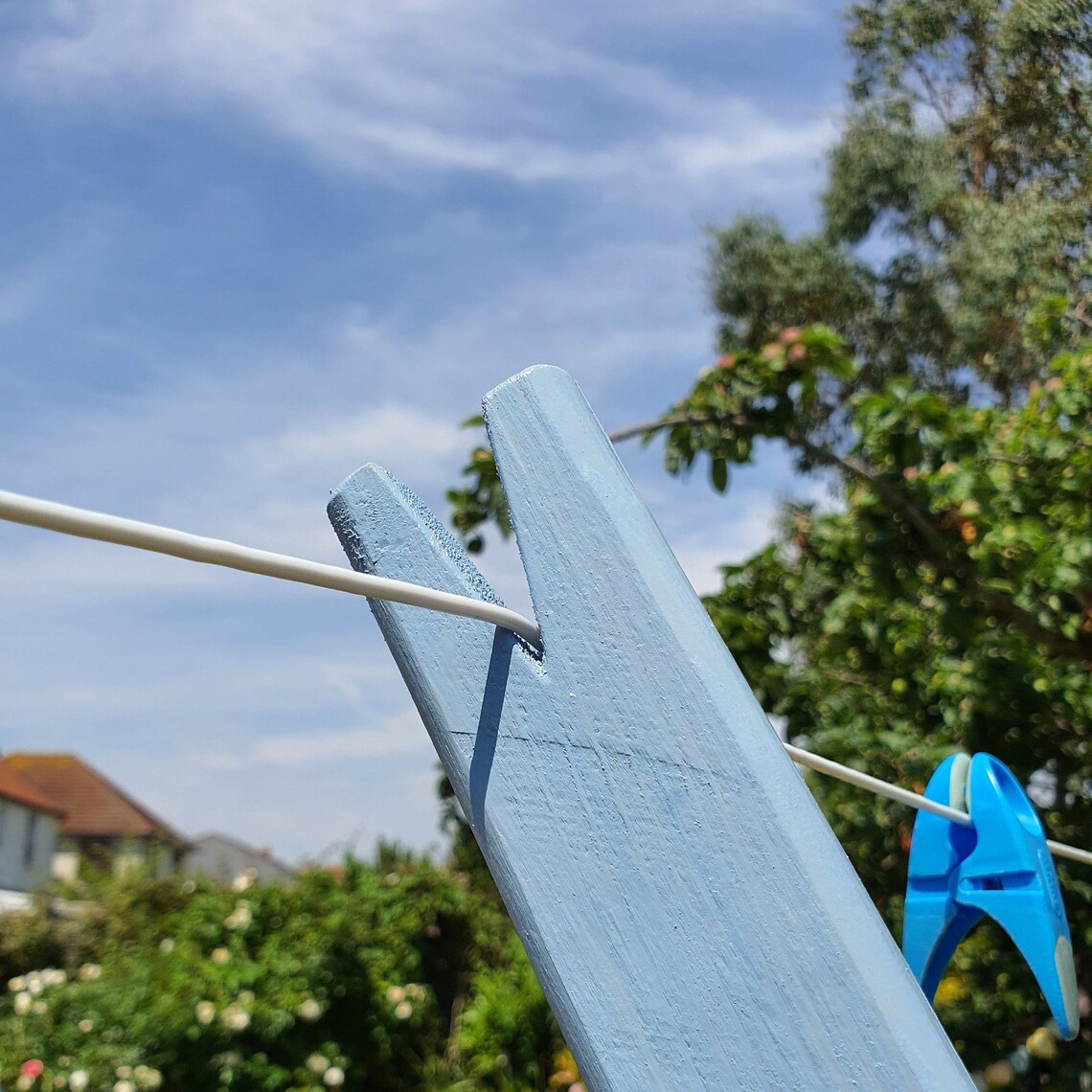 Washing Clothes Line Prop Pole Wild Bluebell Wooden Etsy UK
