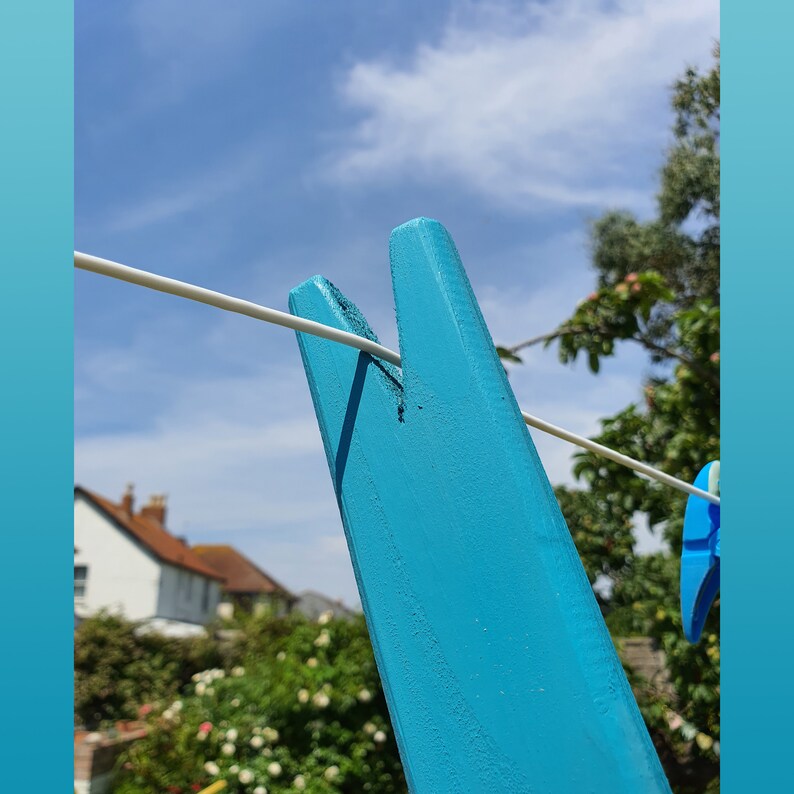 Washing Clothes Line Prop Pole Scottish Blue Wooden Etsy