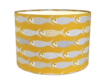 Lampshade in Scandi Poisson Ochre Yellow Fabric Various Sizes * FREE UK DELIVERY *