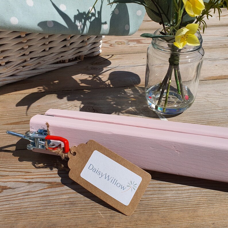 Washing Clothes Line Prop Pole Cherry Blossom Pink Wooden Collapsible Handmade in UK Free UK Delivery image 5