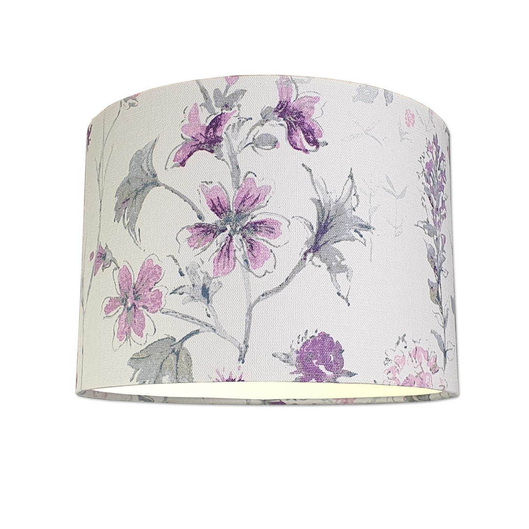 Lampshade in Laura Ashley Wild Meadow Pale Iris Fabric Handmade Various ...