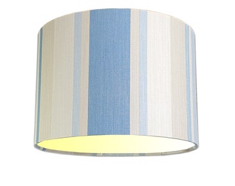 Lampshade in Laura Ashley Awning Stripe Seaspray Blue Fabric Various Sizes Handmade FREE UK DELIVERY