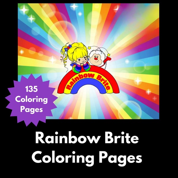 Rainbow Brite Coloring Page Bundle with 135 Coloring Pages for Kids or Adults