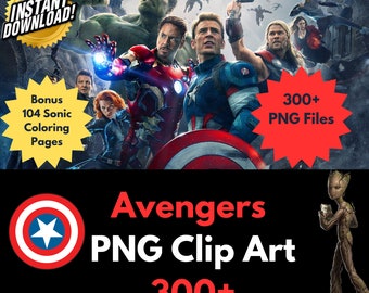 Avengers PNG Clipart Bundle: 300+ Printable Images (Digital Download)