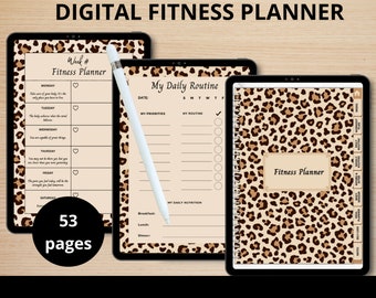 53 Page Digital Fitness Planner For iPad, Goodnotes, Notability,Vertical Planner