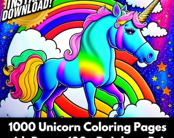 1000 kolorowanek z jednorożcami z bonusem Rainbow Brite (do natychmiastowego pobrania)