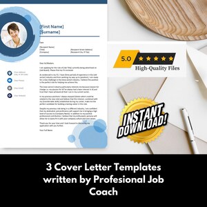 Plantillas de carta de presentación de Microsoft Word/ Tres plantillas editables personalizadas / Solicitud de empleo / Bono: Estrategias de carta de presentación