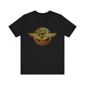 May include: Black t-shirt featuring a distressed gold graphic. The graphic includes the text "Dr. Teeth and The Electric Mayhem" in a circular design with a tooth and wings. The shirt is made of a soft material.