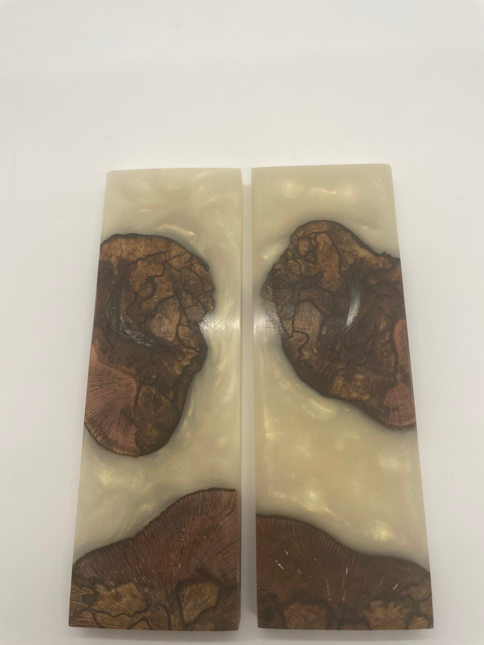 Knife scale splayed dogwood/white gold resin Etsy