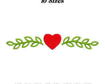 Laurel Heart Embroidery Design: Leaf Wreath Frame (Digital Download)