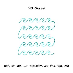 Wave Quilt Embroidery Design: Ocean Waves Block (Digital Download)
