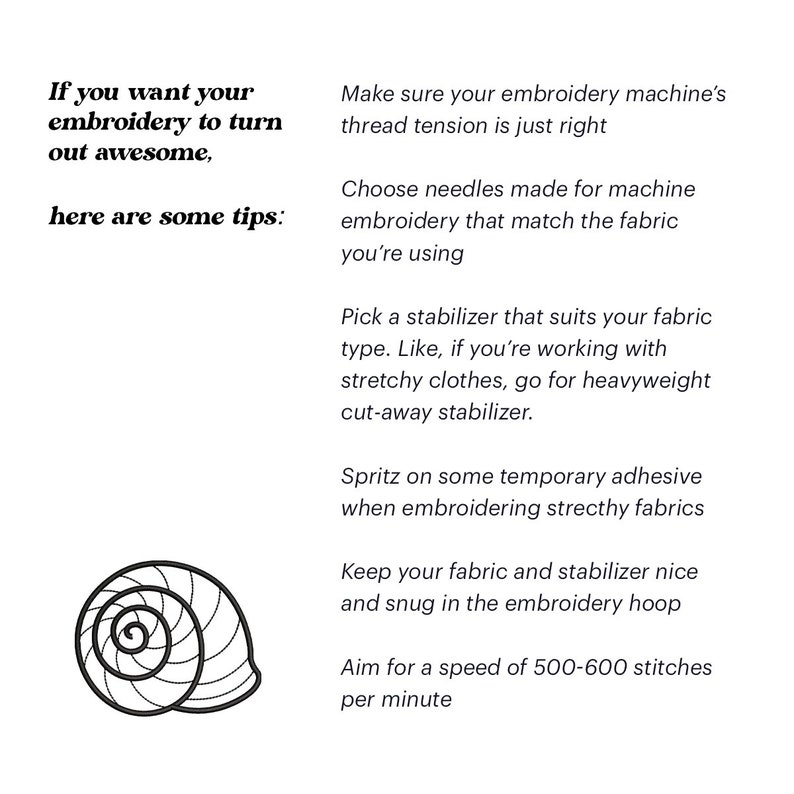 Snail Shell Embroidery Design: Sea Shell Stitch (digital Download) - Etsy