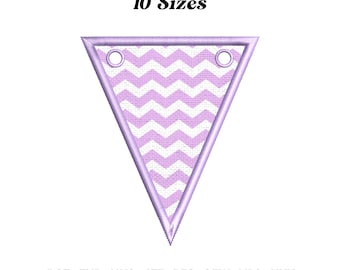 Triangle Banner Applique Embroidery Design: Party Flag (Digital Download)