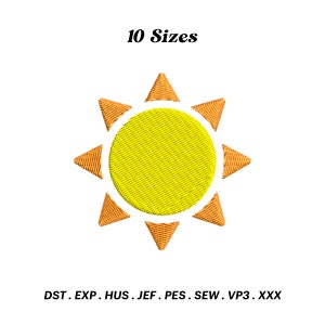 Design de bordado solar, bordado de verão, costura simples ao nascer do sol, design Boho Sun, arquivo de bordado à máquina, download digital