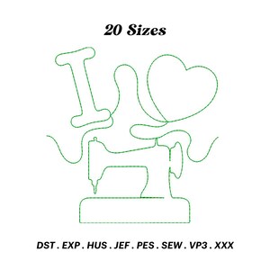 I Love Sewing Quilt Embroidery Design, Sewing Pattern Quilt Block Embroidery, Tailor Machine Designs, Edge to Edge, Digital Download
