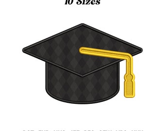 Graduation Cap Applique Embroidery Design (Digital Download)