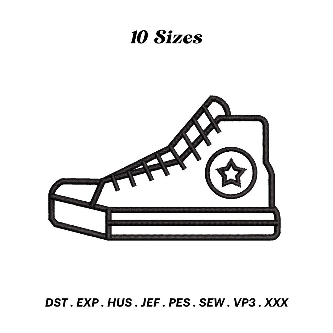 Sneaker Embroidery Design, Sport Sneaker Shoes Lover, Machine Embroidery Designs, Shoe Outline