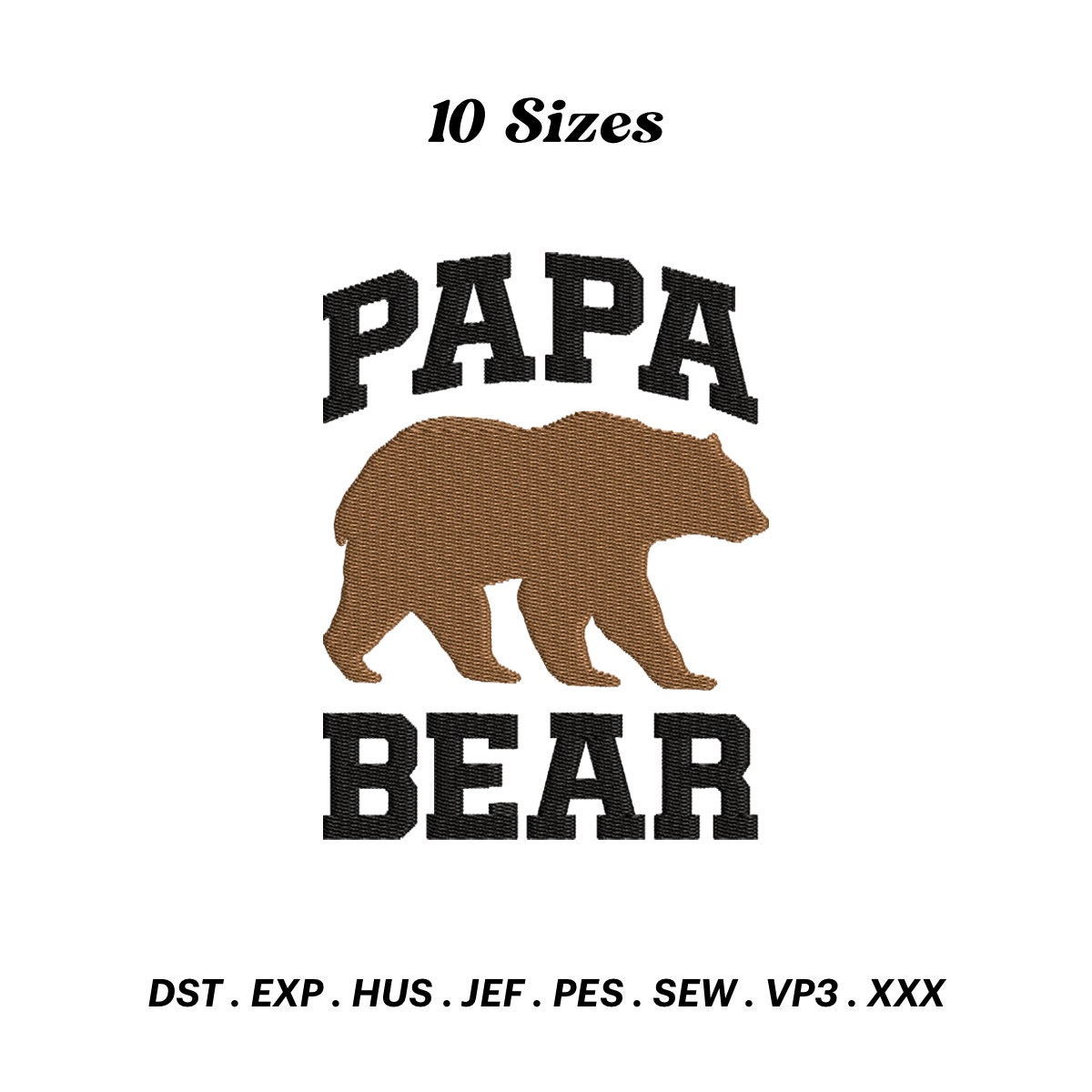 Papa Bear Embroidery Design, Gift For Dad, Country Bear Embroidery Designs, Father Bear Silhouette, Animal Silhouette, Digital Download