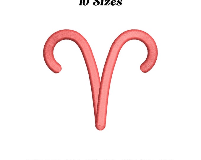 Aries Zodiac Sign Embroidery Design: Star Sign Applique (Digital Download)