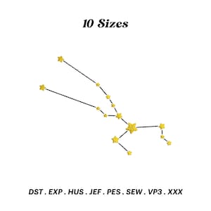Taurus Constellation Embroidery Design, Zodiac Sign Digital File, Astrology Embroidery, Bull Astrological Pattern, Digital Download