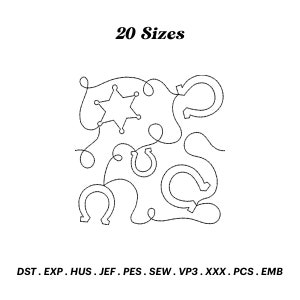 Horseshoe Quilt Embroidery Design, Horse Quilt Block Embroidery, Western Quilt Pattern, Machine Embroidery, Grandpa Gift, Digital Download