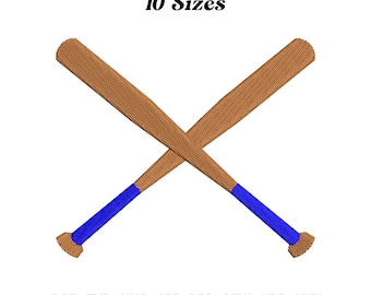 Diseño de bordado de bates de béisbol cruzados: bordado deportivo a máquina