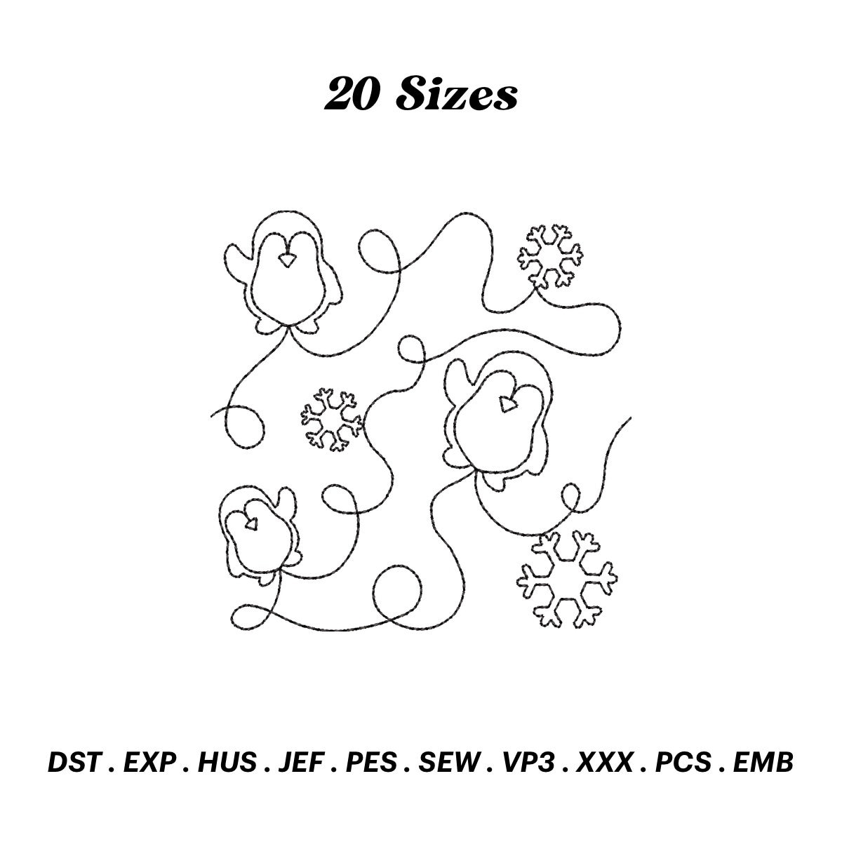 Penguin Quilt Embroidery Design: Snowflake Stipple Pattern (digital ...