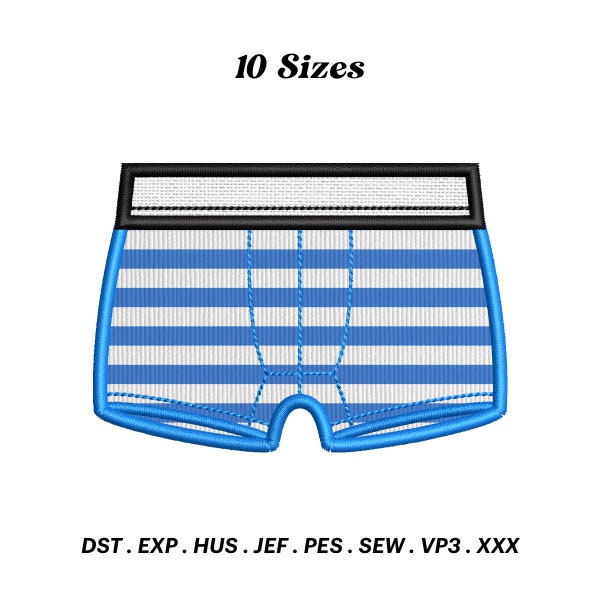 Male Underwear Applique Embroidery Design, Boxer Men Embroidery, Boy Underwear Applique, Undies Applique, PES File, Digital Download