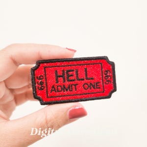 Ticket to Hell Embroidery Design, Funny Embroidery Patch, Humor Embroidery, Digital Embroidery, Digital Download