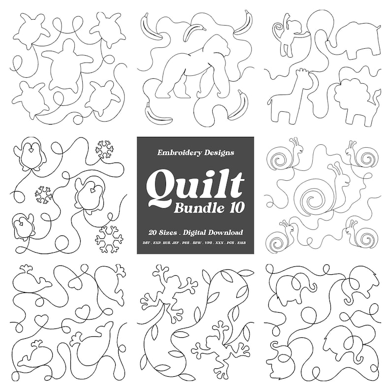 Quilt Embroidery Design Mini Bundle: Animal Edge to Edge Patterns ...