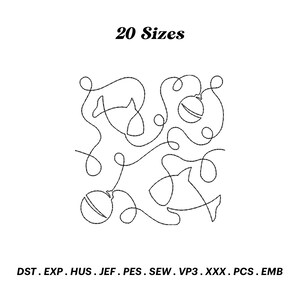 Fish Quilt Block Embroidery Design: Continuous Line Pattern (Digital Download)