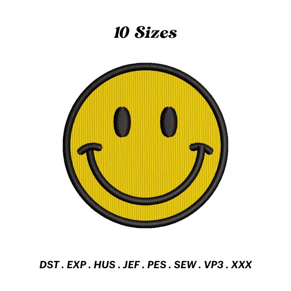 Glimlach gezicht stoffen borduurwerk ontwerp, Emoji stoffen, glimlach emoticon, blij gezicht, machine borduurwerk bestand, decor van het huis, digitale download